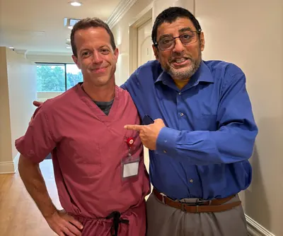 Dr. Fitzer with a grateful post-op bariatric patient
