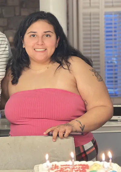 K. Campos before weight-loss surgery with Dr. Matthew Fitzer