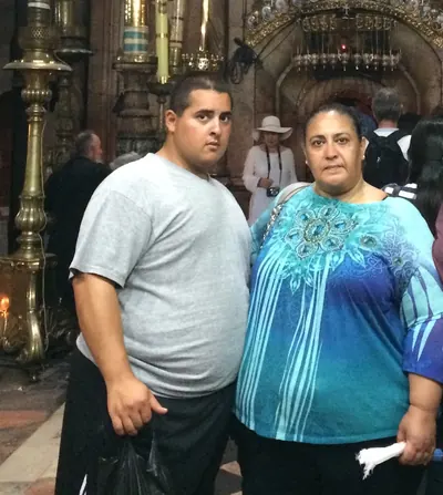 E.M. and his mom before weight-loss surgery with Dr. Matthew Fitzer